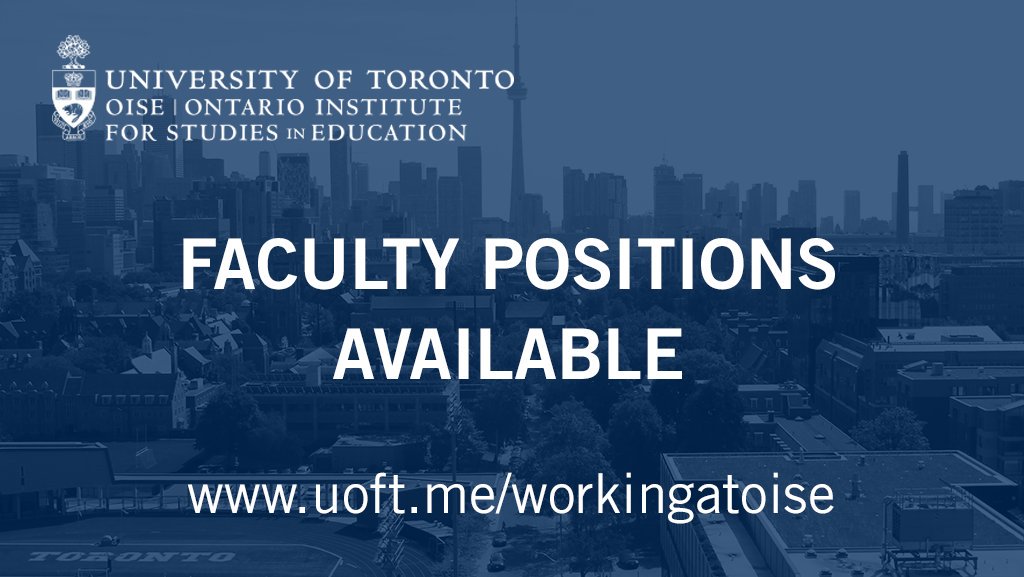 OISEUofT's tweet photo. Spread the word! #OISEUofT is looking to fill faculty positions in: 

👉 Neuropsychology, Resilience &amp; Student Well-Being
👉 Pedagogy, Professional Practice &amp; Child Development
👉 Equity in Teaching &amp; Teacher Education
👉 Mathematics in Teacher Education

https://t.co/BxbDvJVccM https://t.co/tXaiCr6goQ