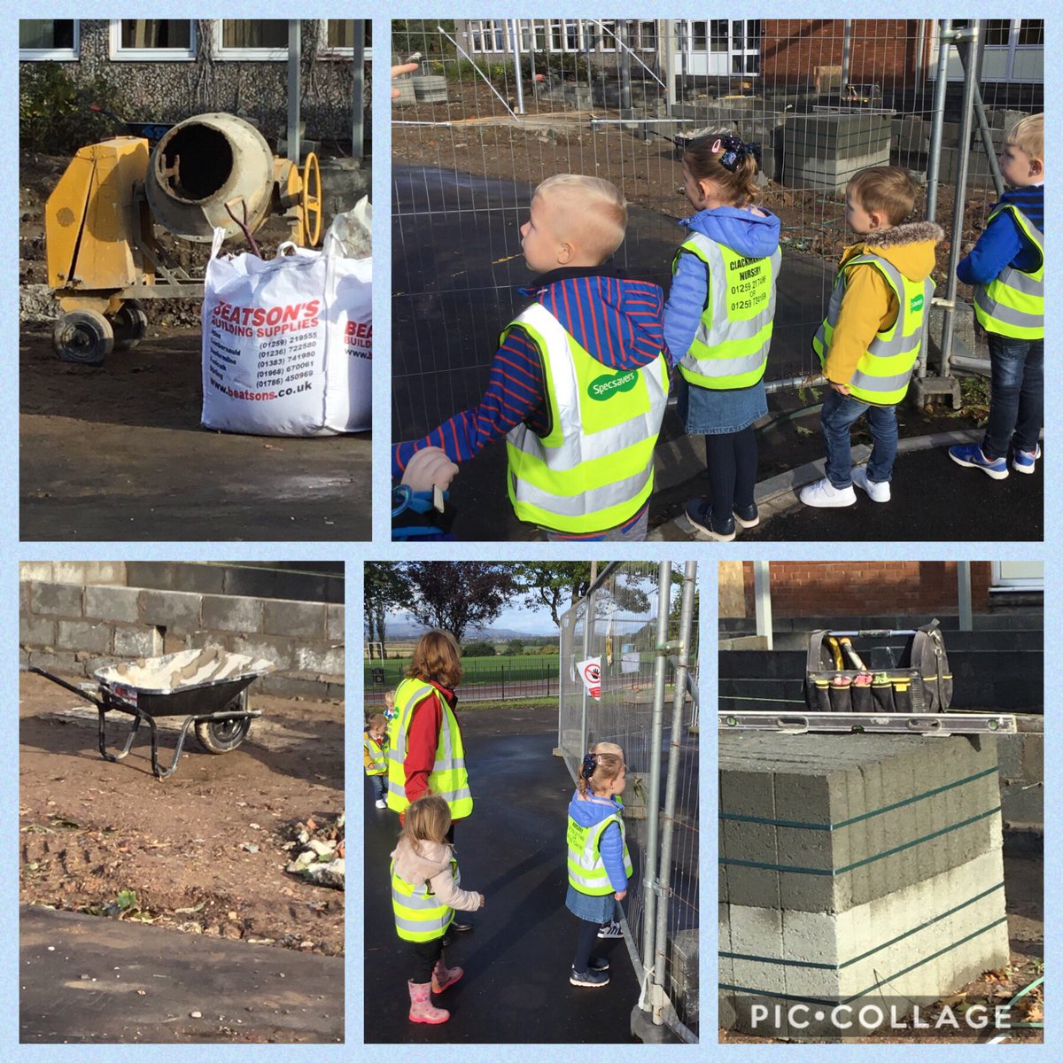 Nursery learners continue to explore the world of work, by visiting the building site in the school grounds. What’s make the bricks to stick together? How does the cement mixer work? I can see a spirit level. #skillforlife #goodquestioning