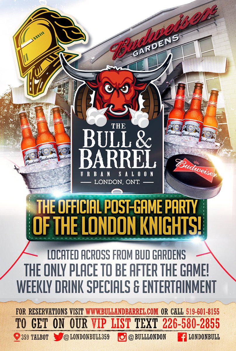 GO KNIGHTS GO! Let’s get this season started, see you at The Bull before &amp; after every home game! 🍷🍺 <a href="/GoLondonKnights/">London Knights</a>