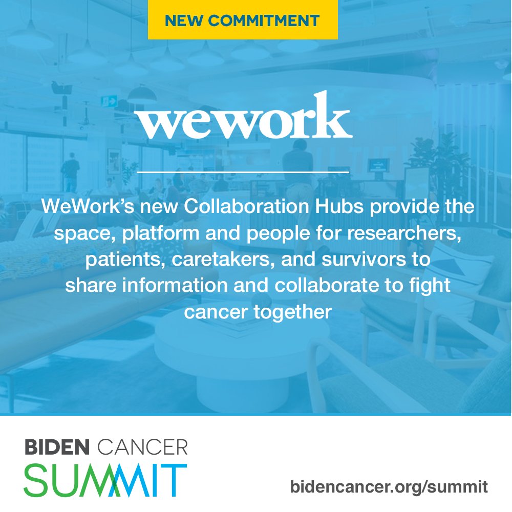 BidenCancer's tweet photo. Today we announced 50+ new commitments developed in response to Vice President @JoeBiden and @DrBiden's call to double the rate of progress against cancer. Shout out to @Airbnb, @lyft, and @WeWork for their #cancerFierce commitments! #BidenCancerSummit https://t.co/AYbcDzZoq2