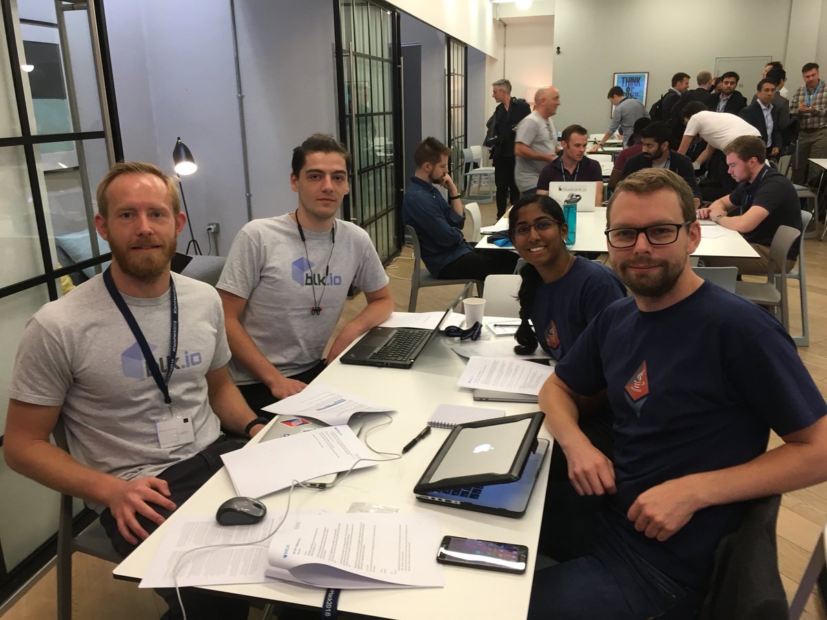 Team <a href="/blk_io/">blk.io</a> won best solution architecture <a href="/ISDA/">ISDA</a>’s #DerivHack2018 London building on our #epirus platform using #ethereum #quorum  <a href="/EntEthAlliance/">Enterprise Ethereum Alliance | eea.eth</a> technology!!
