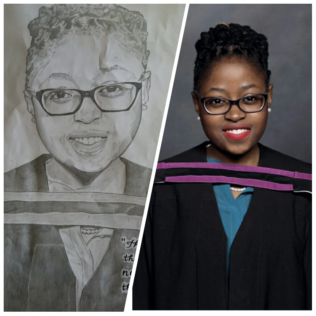 NtombiBhengu93's tweet photo. "When you want to do something that seems impossible, your biggest obstacle may be a low self-esteem. Self-trust (born out of a God-given identity) is the first secret of success - as soon as you trust yourself you will know how to live."
Drawn by: @MasooaPhakiso
#UCTGrad2016 https://t.co/z75Zwh2Fk1