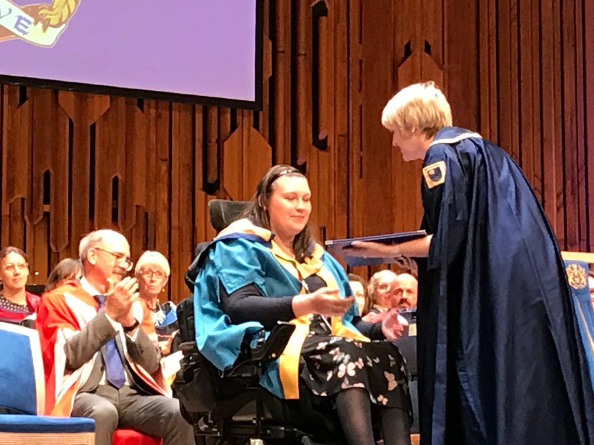 LucyAlexandria's tweet photo. This happened today! I received an Honorary Degree of Master of the University from the @OpenUniversity. Thank you so much @SteveHutchi, @JosieAFraser and @frankmonaghan. Such a magical day. Hugely honoured to receive such a distinction. 
Lucy Watts MBE MUniv https://t.co/Kn2DcRHJia