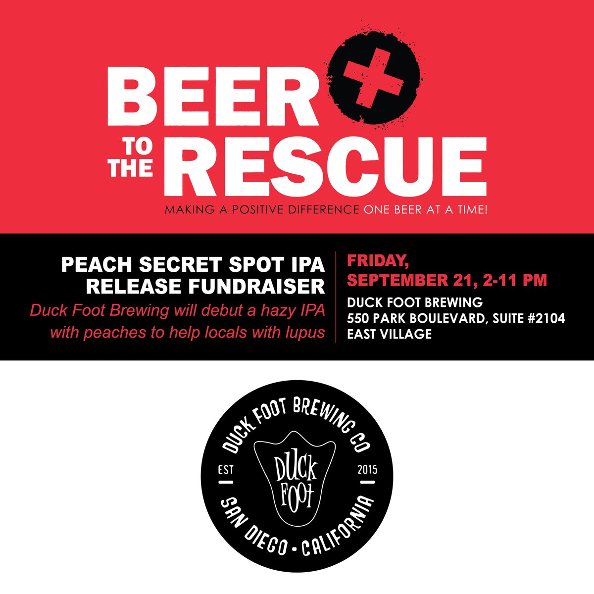 We'll let you in on a secret! Head to the shiny, new <a href="/DuckFootBeer/">Duck Foot Beer</a> East Village location today and order the secret <a href="/BeerToTheRescue/">Beer To The Rescue</a> beer using the secret code "One Peach Secret Spot IPA, please." #secrets