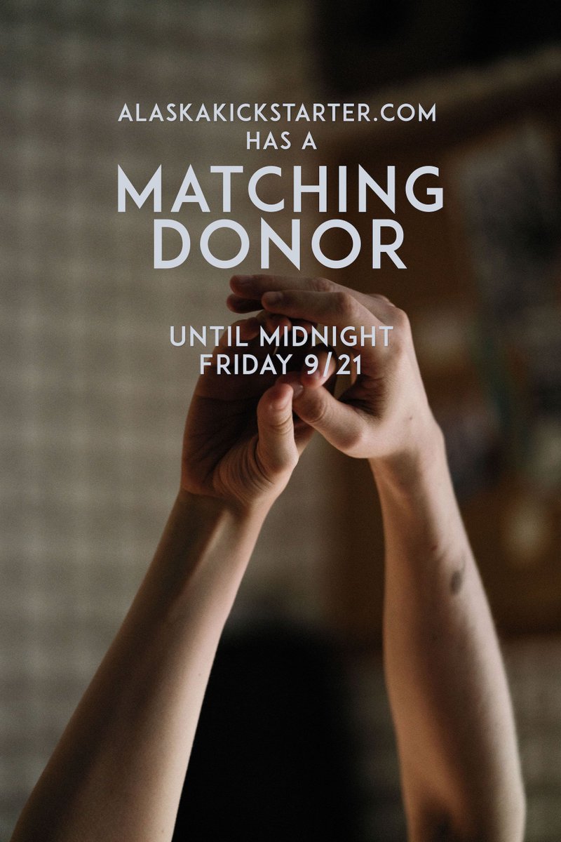 Only 8 hours left while alaskakickstarter.com still has an amazing matching donor matching all pledges 100%!! Help these #filmmakers get back on set to finish this #film twice as quickly and score some cool #movie perks while you're at it! 🎬😎