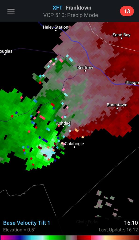 WxOntario1's tweet photo. Stronger roatation now being detected with the cell near #Ashdad. Bit of a hook also showing up on radar.
#OnWX https://t.co/m5LqKxoNMB