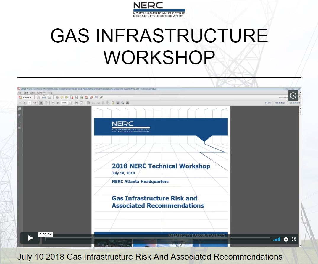 NERC Video: Gas Infrastructure Risk and Associated Recommendations Technical Workshop bit.ly/2QQu2pJ  On July 10, NERC conducted a workshop to discuss key findings and recommendations in recent reports.