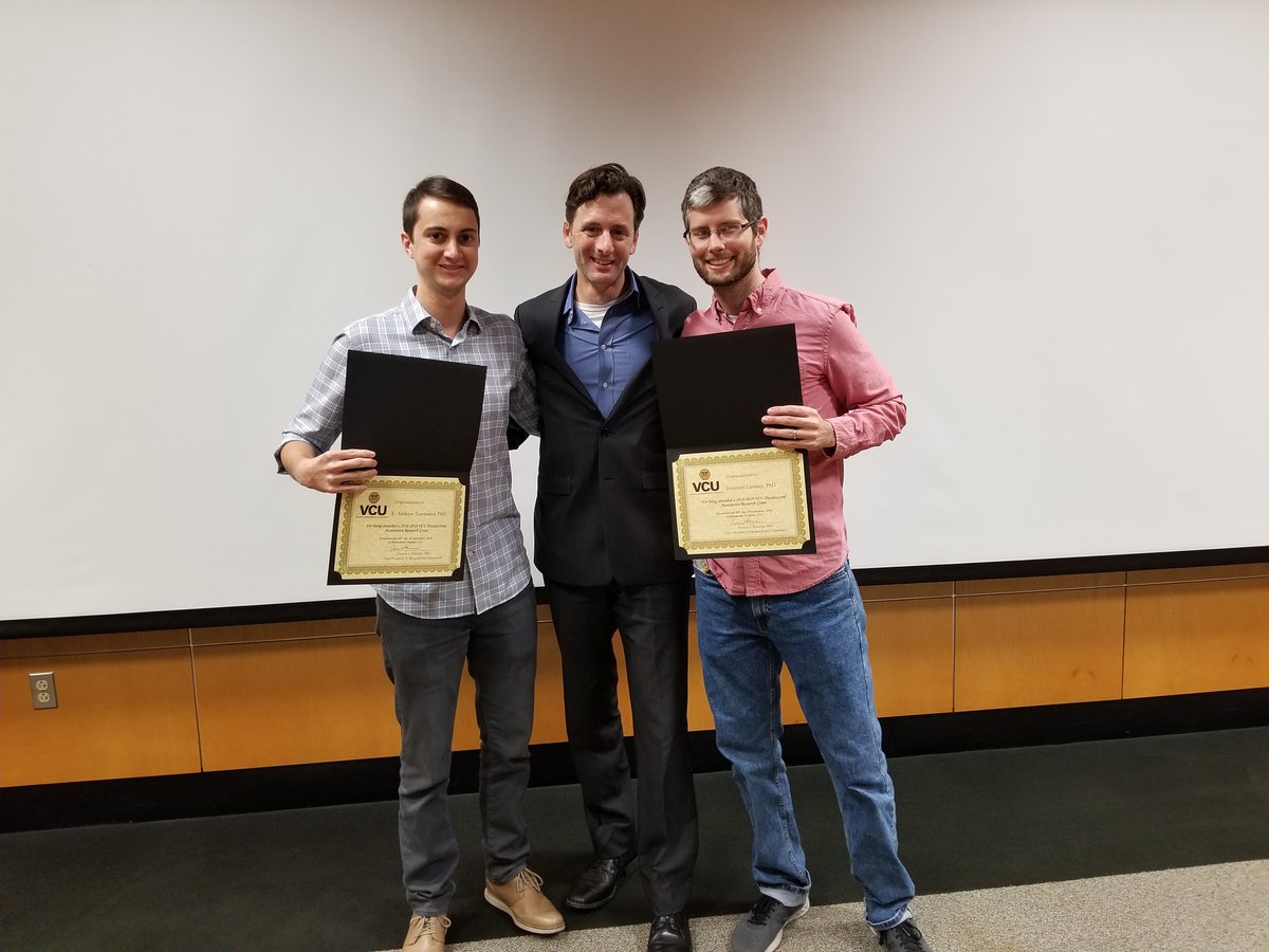VCU_PDA's tweet photo. Congratulations to the 2018 #VCUpostdoc small grant program awardees, Drs. Jonathan Lindsay and Andrew Townsend! 👏👏🎉 #NPAW2018 https://t.co/vL72PsDVj3