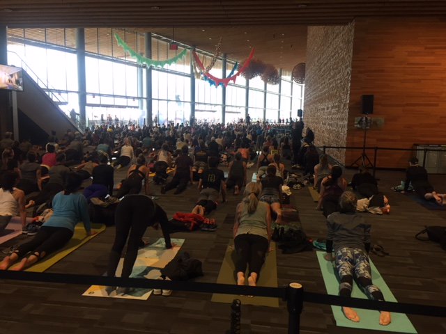 heritageoffice1's tweet photo. Watching massive amount of people doing Yoga when attending #IDSWest and the @CBRE session! #IDSvancouver @lululemon https://t.co/INKcigrYNO