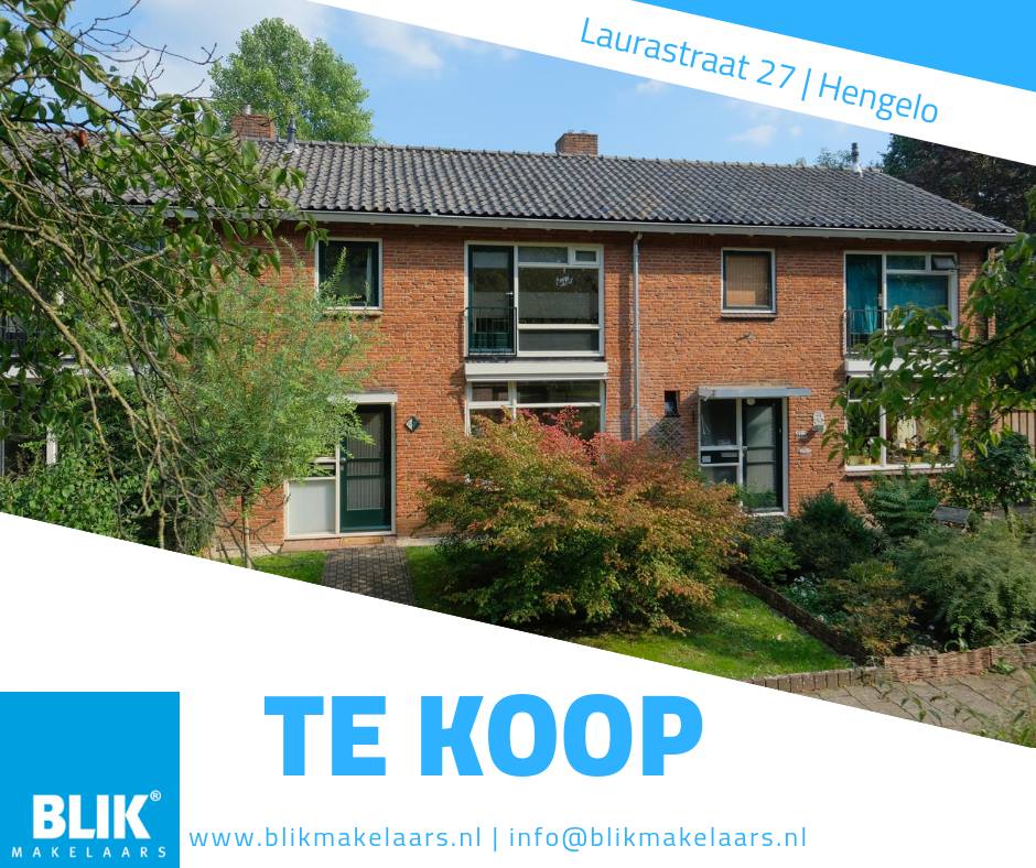 TE KOOP
Laurastraat 27 | Hengelo

Goed onderhouden woning met 4 slaapkamers, ruime woonkamer, recent vernieuwde moderne badkamer en een ruime garage.

Vraagprijs: € 220.000,00 kk

074 - 29 18 222
info@blikmakelaars.nl
bit.ly/2QMPJqy