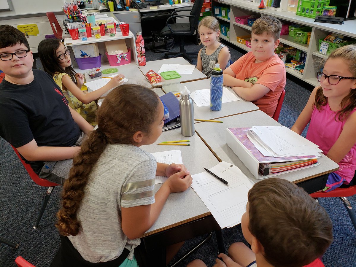 5th grade #dolsenthinkers use a discussion protocol to explain ideas for an experiment to find the answer to the question "can you weigh air?"
