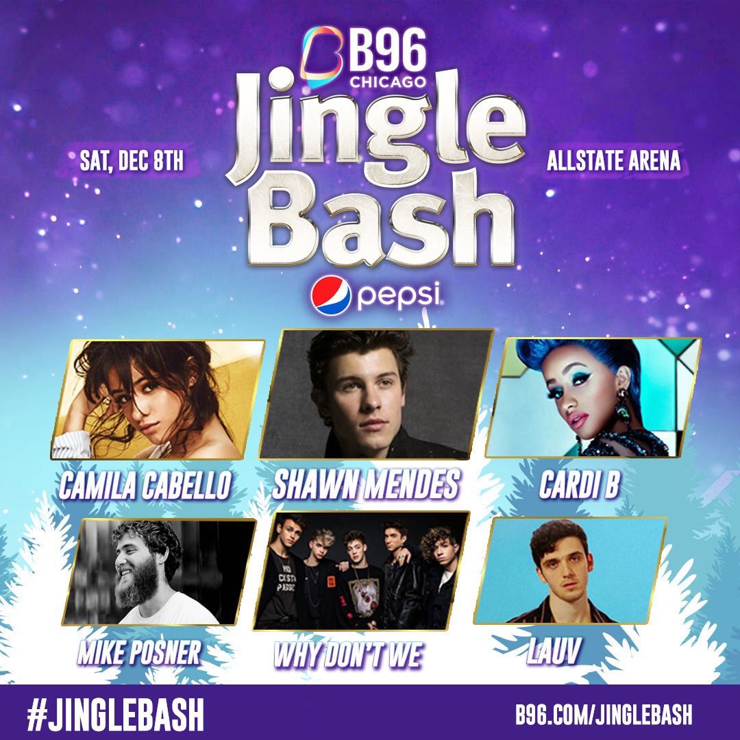 Music News Rumors V Twitter The 18 B96 Pepsi Jingle Bash Lineup Has Been Announced Including Performers Camila Cabello Shawn Mendes Cardi B Mike Posner Why Don T We And Lauv