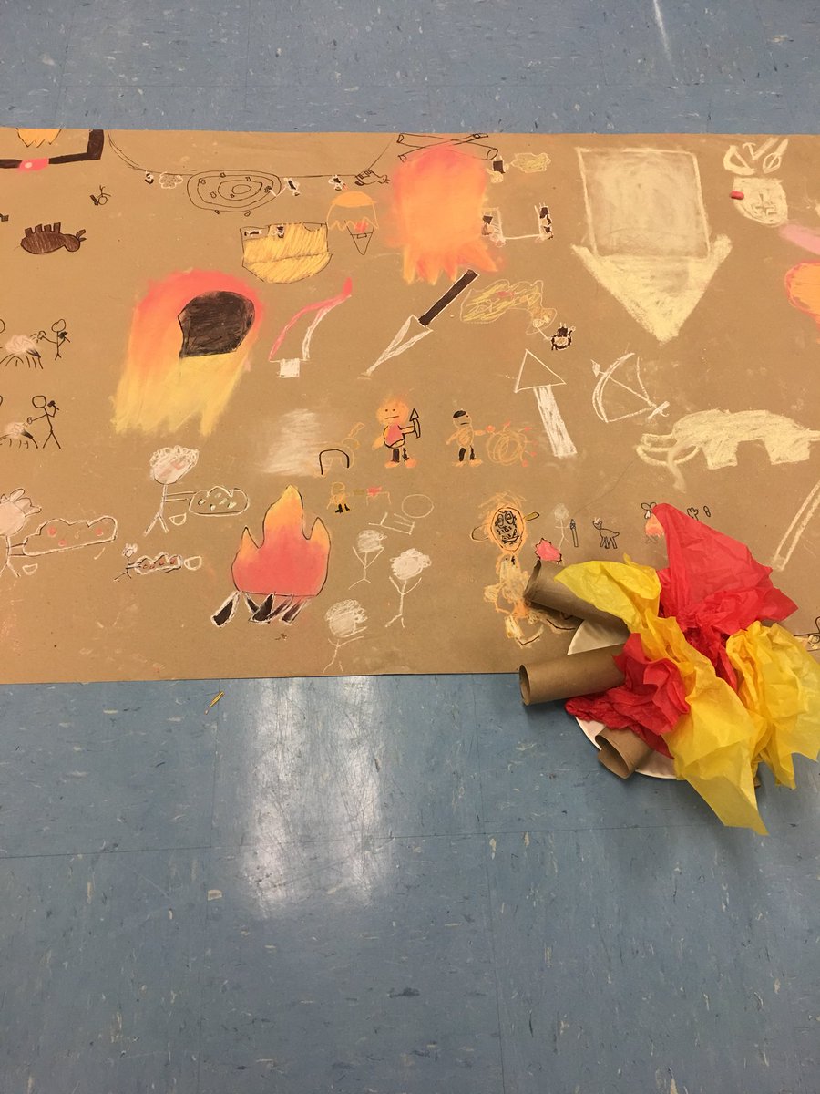 mrsschoenfeldt's tweet photo. OMMN 6th grade students created cave drawing show the daily life of the Paleolithic Age. #aacpsback2awesome @aacps_ib @BrophyOMMN https://t.co/YZecHS0Qn7