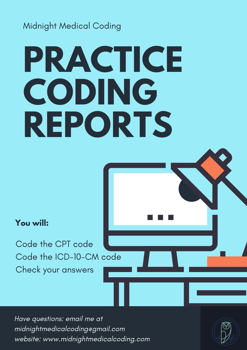 CodingMidnight's tweet image. We're happy to announce a new resource for people looking to get more practice coding diagnostic radiology reports. Each week a new report is added for you to code the CPT and ICD-10-CM code. Must be a member to have access. $4.99 per month. midnightmedicalcoding.podia.com/membership