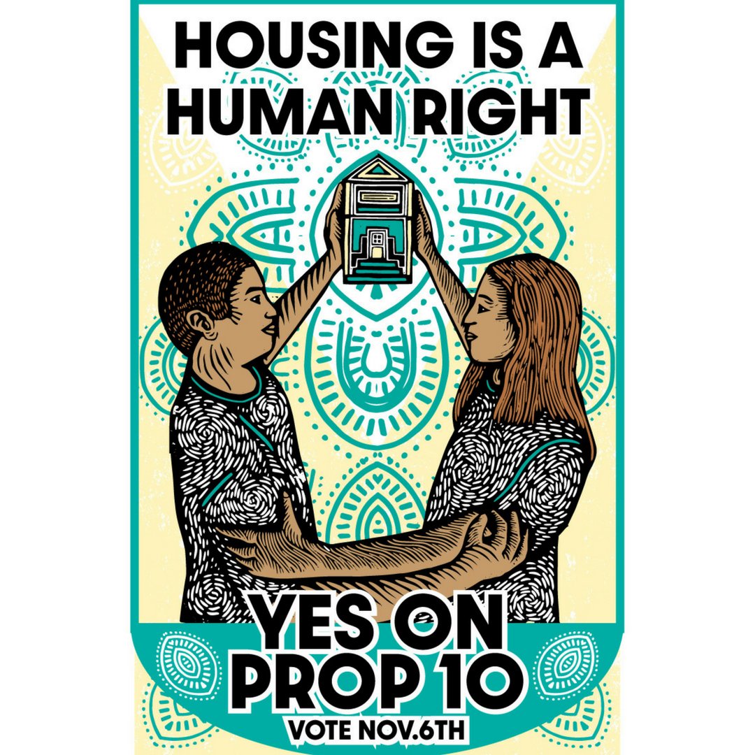 CalOrganize's tweet photo. RETWEET IF YOU AGREE that everyone deserves a safe, healthy and affordable place to call home. 🏘️

#Housingisahumanright #Yeson10 
Artwork by Kalli Arte https://t.co/9He4LYMzx4