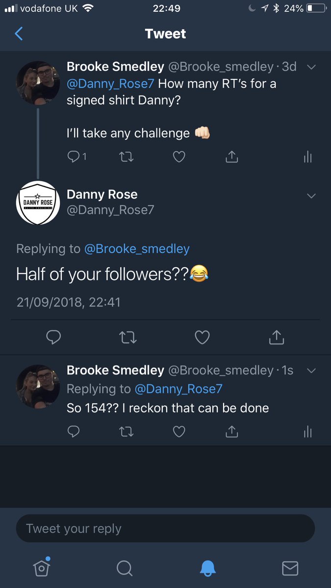 So <a href="/Danny_Rose7/">Danny Rose</a> is my nephews favourite player (because he wears his age on the shirt) Danny has been kind enough to give me a challenge of getting 154 RTs in order for me to get a signed shirt for him, help a brother out and RT this pompey fans
