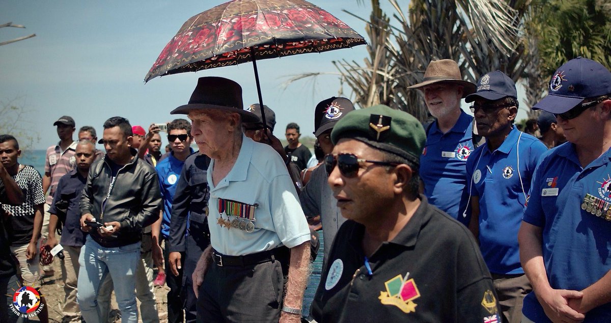WWII Commando veteran Ian Hampel received a traditional welcome ceremony at Betano Beach where he landed 1942. Highest Honours from veterans of Betano #TimorAwakening