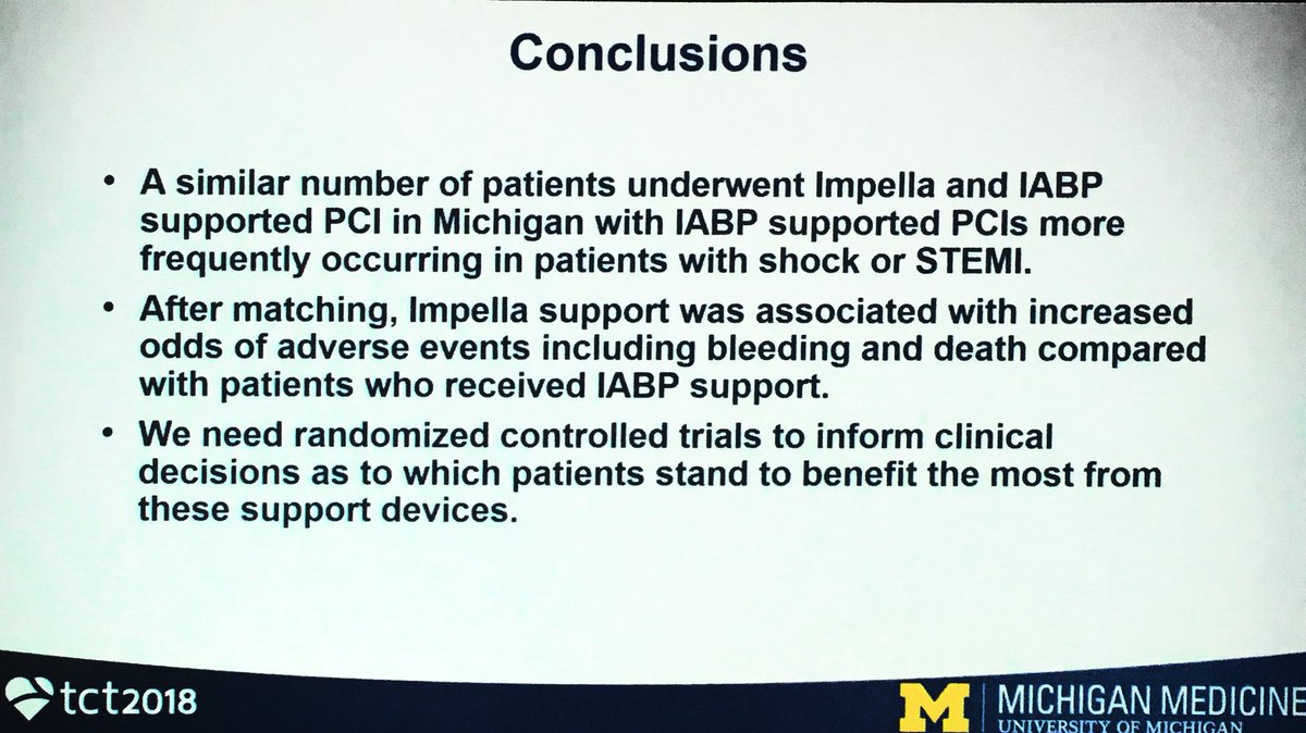willsuh76's tweet photo. Safety and efficacy of IABP vs Impella in PCI by @d_sukul 

Impella associated with higher bleeding and increased death compared to IABP

Need #RCT4Impella!

#OralAbstracts #TCT2018 https://t.co/kTvkJVOJMV