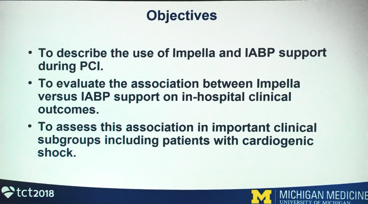 willsuh76's tweet photo. Safety and efficacy of IABP vs Impella in PCI by @d_sukul 

Impella associated with higher bleeding and increased death compared to IABP

Need #RCT4Impella!

#OralAbstracts #TCT2018 https://t.co/kTvkJVOJMV