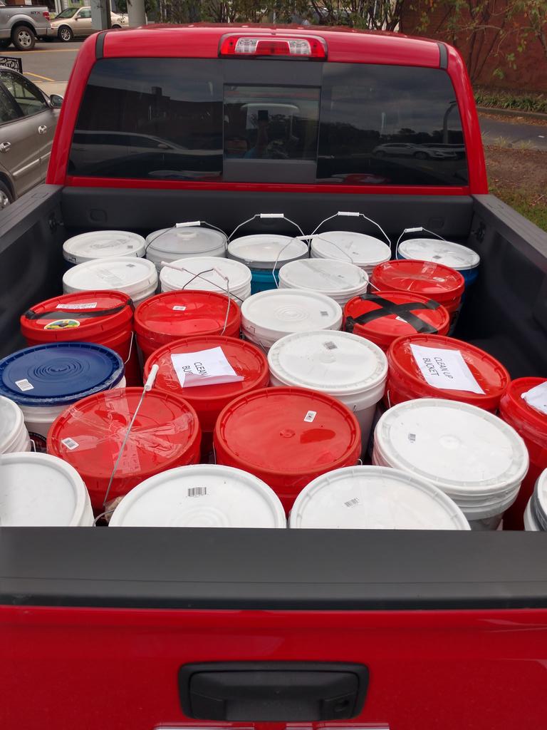 CcncDisaster's tweet photo. Just arrived, CWS cleanup buckets. Headed to New Bern and Camp Caroline Tomorrow. Next will to Greenleaf, FCC Wilmington 144 this shipment. Make and take to CCNC https://t.co/Z6mxlhXS8Q