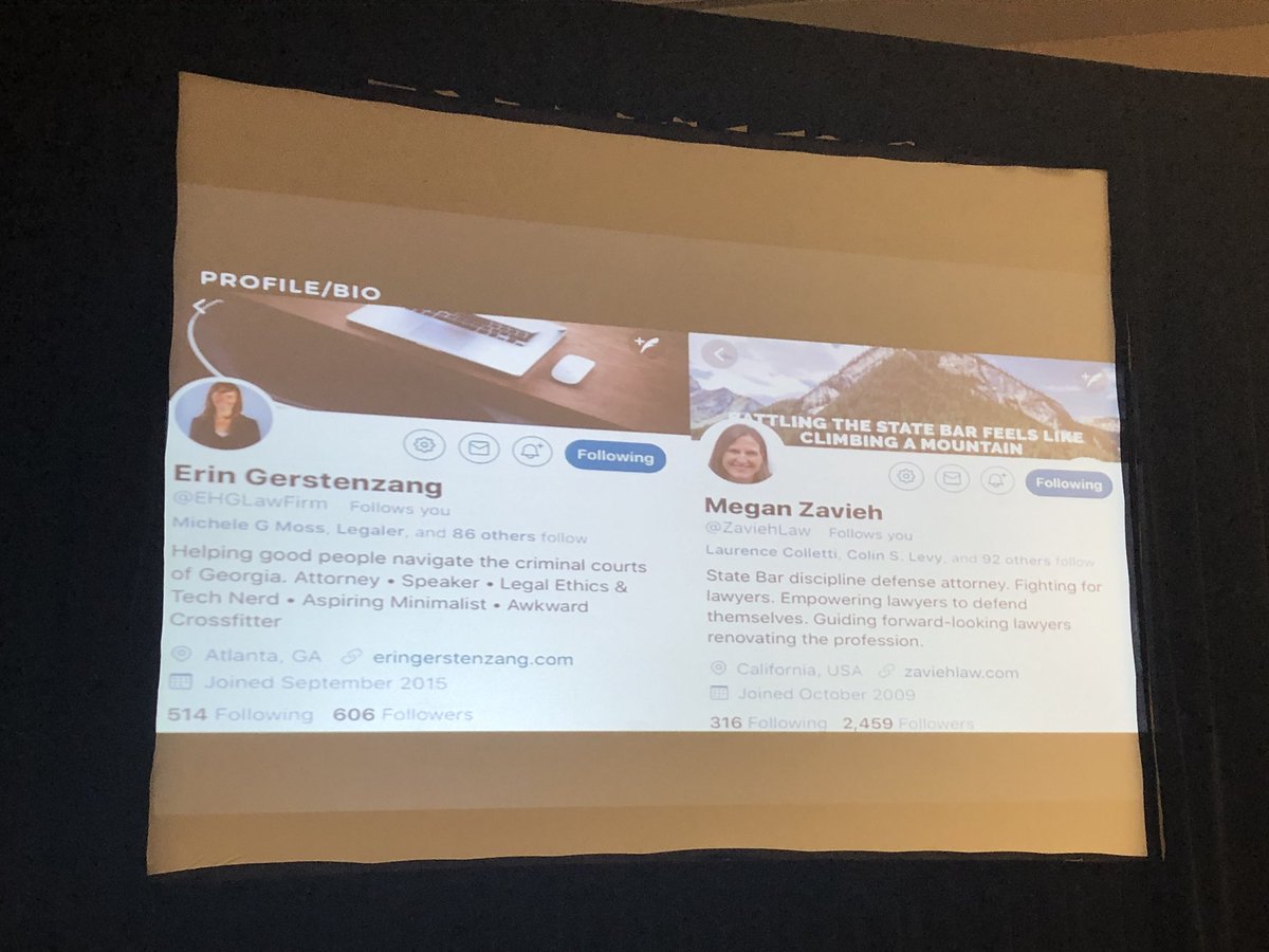 jordanlcouch's tweet photo. Now we’re getting real meta in this social media talk as @mitchjackson @expertsdotcomvp @EHGLawFirm &amp; @ZaviehLaw make an appearance in @nicoleabboud’s slide deck @WAStateBar #SSFConference https://t.co/QsVUEHnkox