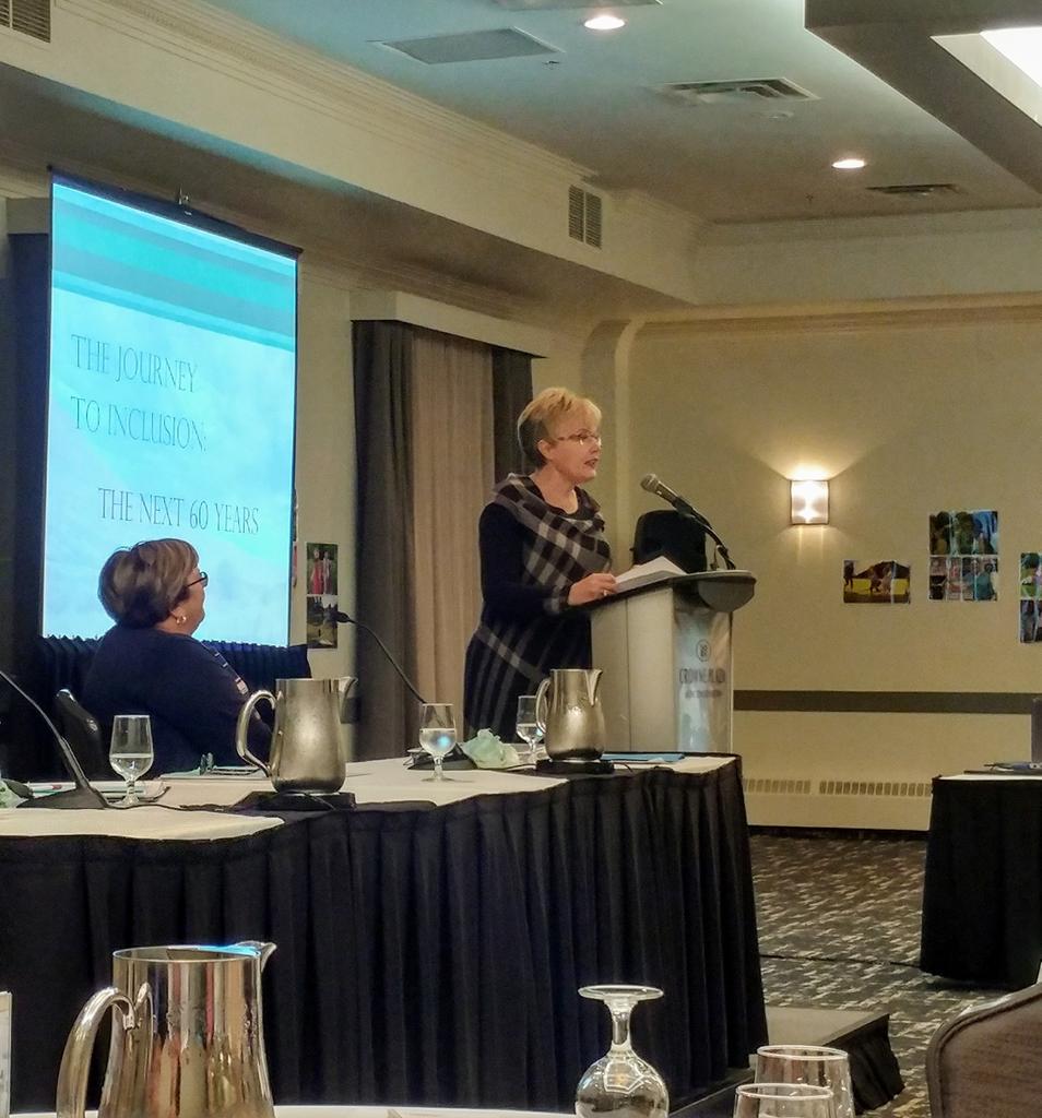 InclusMattersNB's tweet photo. @nbacl @KristaCarrNB Great to hear Krista speak to her home province AGM on The Journey to Inclusion: The next 60 years--hoping we arrive soon! https://t.co/E9sq4wz2O9