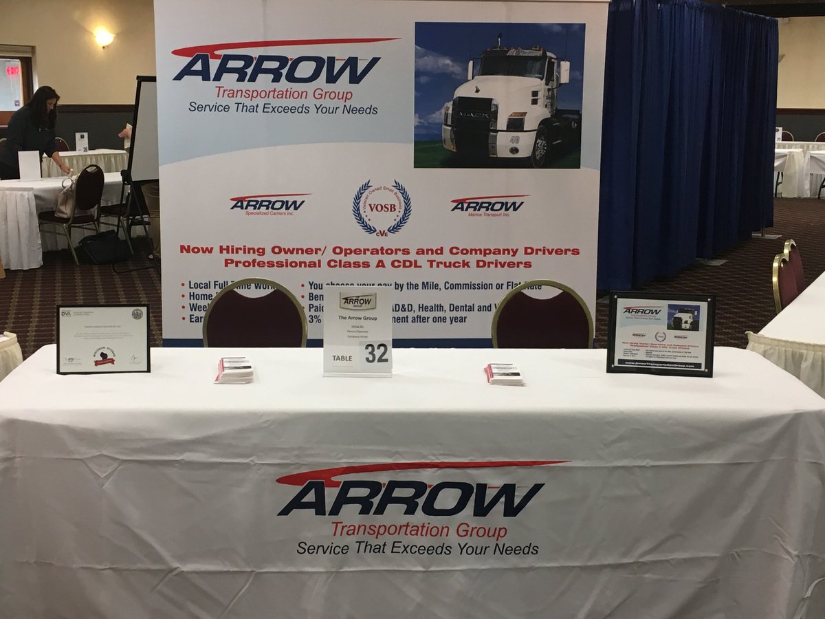 ArrowTransGroup's tweet image. Wednesday, Arrow attended the Southeast Wisconsin Regional Hiring Event. It was a great turn out and the debut of our newest banner! #TruckingSuccess #TheArrowTransportationGroup #HiringEvent