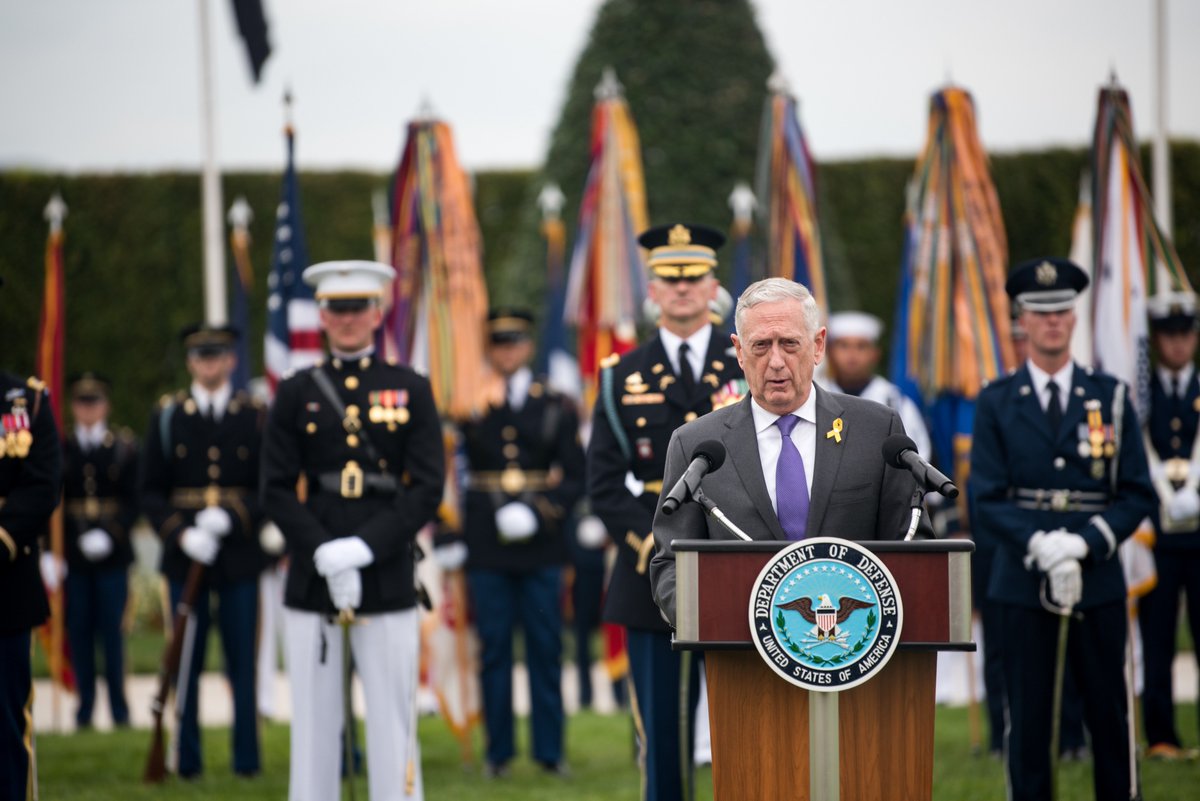 #SecDef Mattis and Chairman of @TheJointStaff #GenDunford, hosted a National #POWMIARecognitionDay ceremony at the #Pentagon. #HonorThem