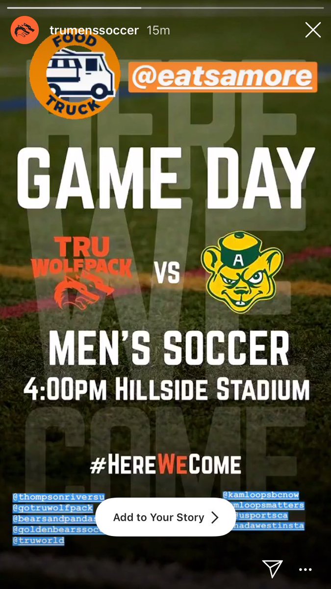 EatsAmore's tweet photo. We’re parked at #HillsideStadium for @thompsonriversu tonight!! Game starts at 4 and we’ll be here until the the last whistle blows! Come grab dinner with the fam and support #myTRU athletics!! And uncle @ZicoAntlo! #backthepack #truwolfpack #kamloopsfoodtruck #eatsamore https://t.co/zi6cNfsbtL
