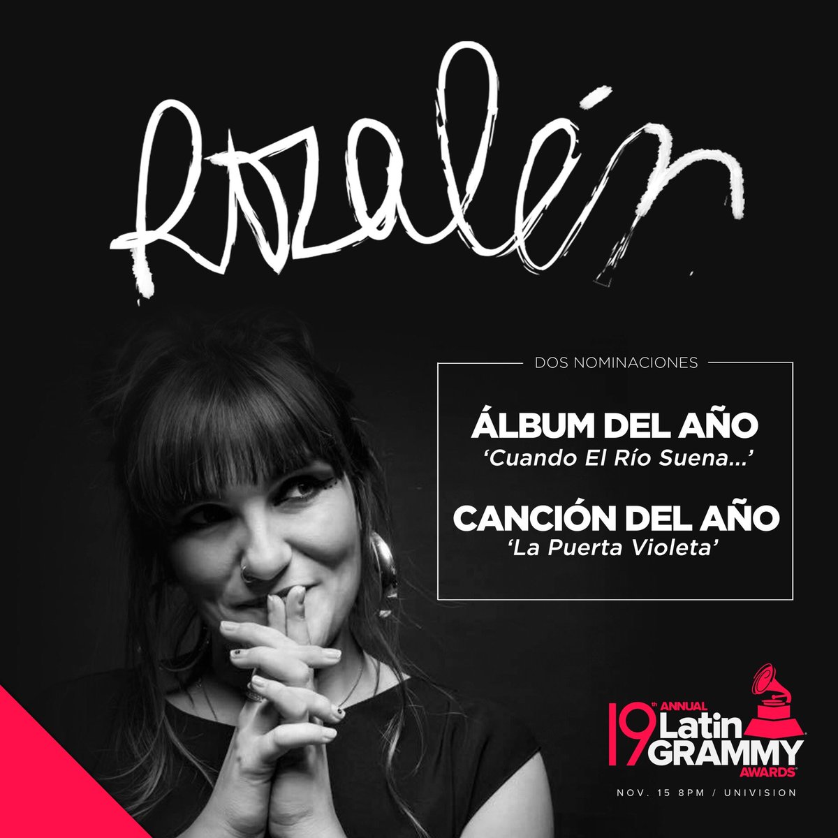 JovManagement's tweet photo. - @RozalenMusic - dos Nominaciones @LatinGRAMMYs 🔥 // Bogotá NOV 16 / Medellín NOV 17 https://t.co/KNTnHjd6m7