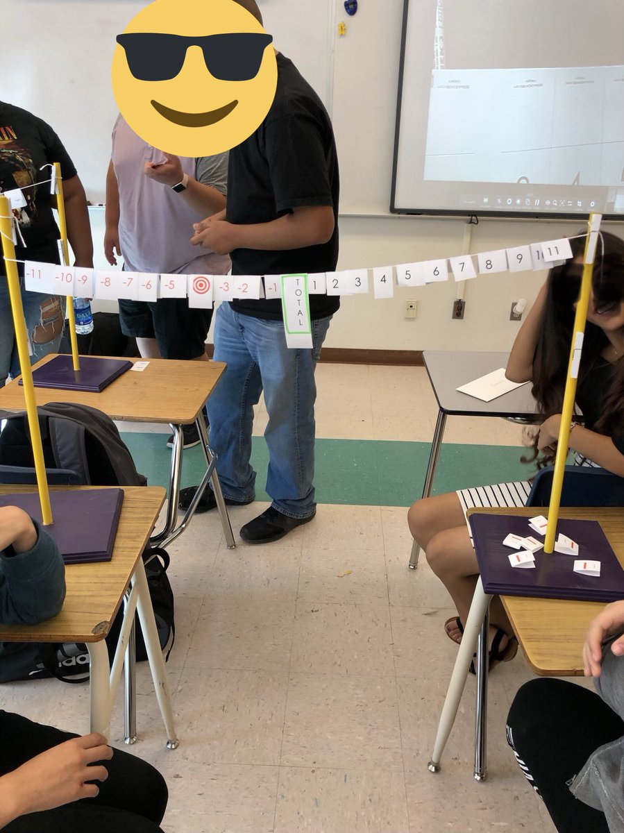 khalbrook's tweet image. Clothesline math anyone? Had fun with my Algebra class today adding and subtracting integers! Thanks to the hubby for the stands!! #khsd #ridgeviewmath #clotheslinemath #mathisfun