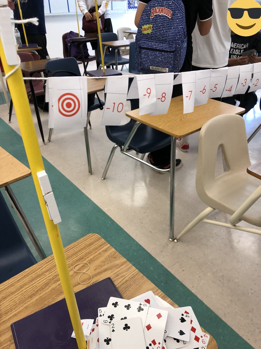 khalbrook's tweet image. Clothesline math anyone? Had fun with my Algebra class today adding and subtracting integers! Thanks to the hubby for the stands!! #khsd #ridgeviewmath #clotheslinemath #mathisfun