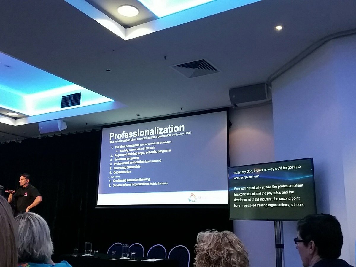 DaniFerndale's tweet photo. #ANC2018 #BrandonArthur transforming interpreting into a profession - importance of training, establishing foundations,  regulatory bodies https://t.co/i7Mad7htbT