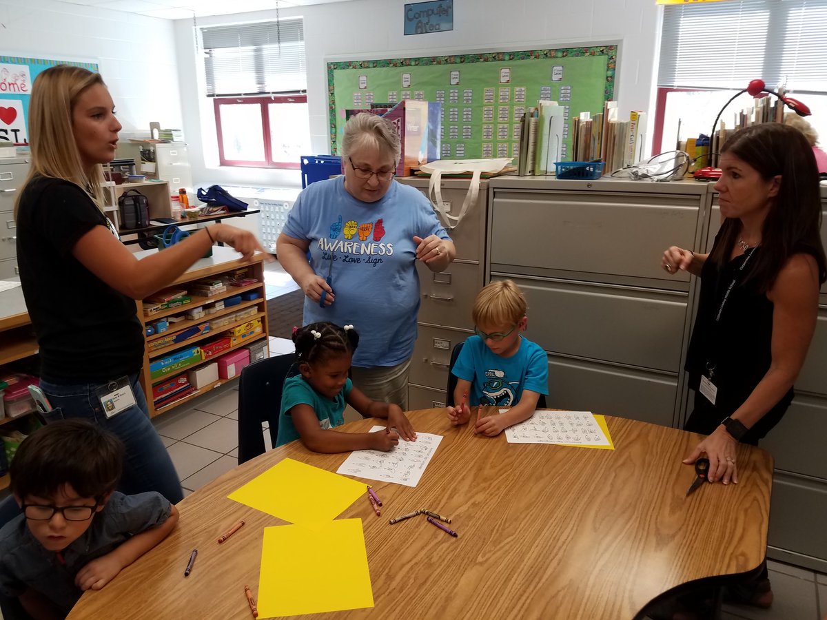 BritatheMs's tweet image. Once a week, we get our DHH Family together for fun activities! The first week of school, we taught everyone our name sign and spelled out our names with ASL letters. We have the best DHH Team! #theCLESway #deafed #deafeducation #ASL #dhhkids #tod #socialgroup #funtimes
