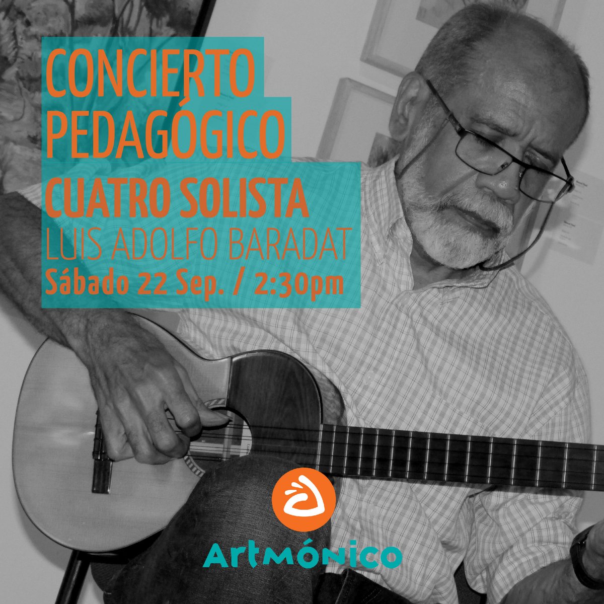 Mañana sábado a las 2:30 pm es el Concierto de Cuatro Solista en nuestra sede de Armónico. ¡La entrada es gratis! #ArtmónicoEstudios #EscueladeMúsica #ConciertoGratis #FelizViernes