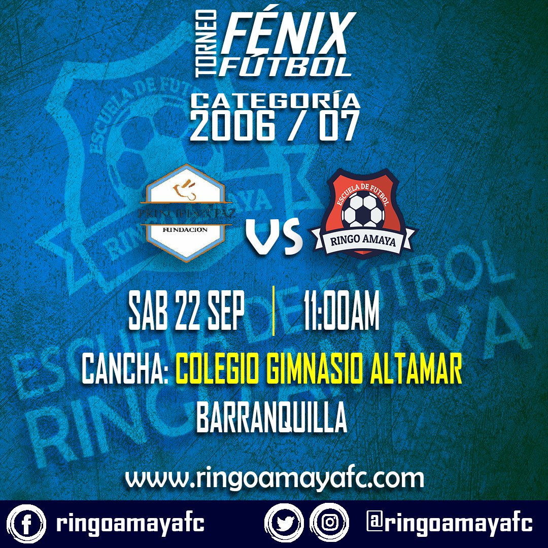 ringoamayafc's tweet photo. #FENIXFUTBOL | Este sábado #22Sep nuestra categoría 2006 / 07 se medirá a #PrincipedelaPaz en una jornada más de #FenixFutbol

#RingoAmayaFC 
#YoSoyRingoAmaya 
#VamosPorMas https://t.co/DenXrbuePg