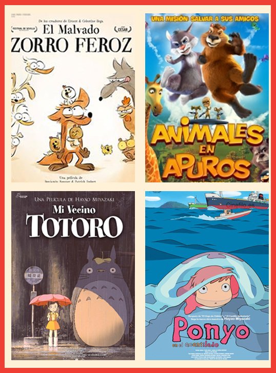 Películas recomendadas:

#AnimalesEnApuros 🐹11:30AM
#PonyoEnElAcantilado 🐠 11:30AM
#MiVecinoTotoro 🐾 11:30AM

#ElMalvadoZorroFéroz 🐺12:00 PM