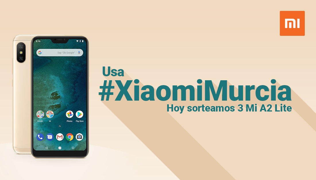 ¡REGALAMOS 3 x Mi A2 Lite HOY!
1. RT 
2. Sigue a <a href="/XiaomiEspana/">Xiaomi España</a> 
3. Comenta con #XiaomiMurcia
Los ganadores los anunciamos este lunes. ¡MUCHA SUERTE a todos!! 📱📱📱