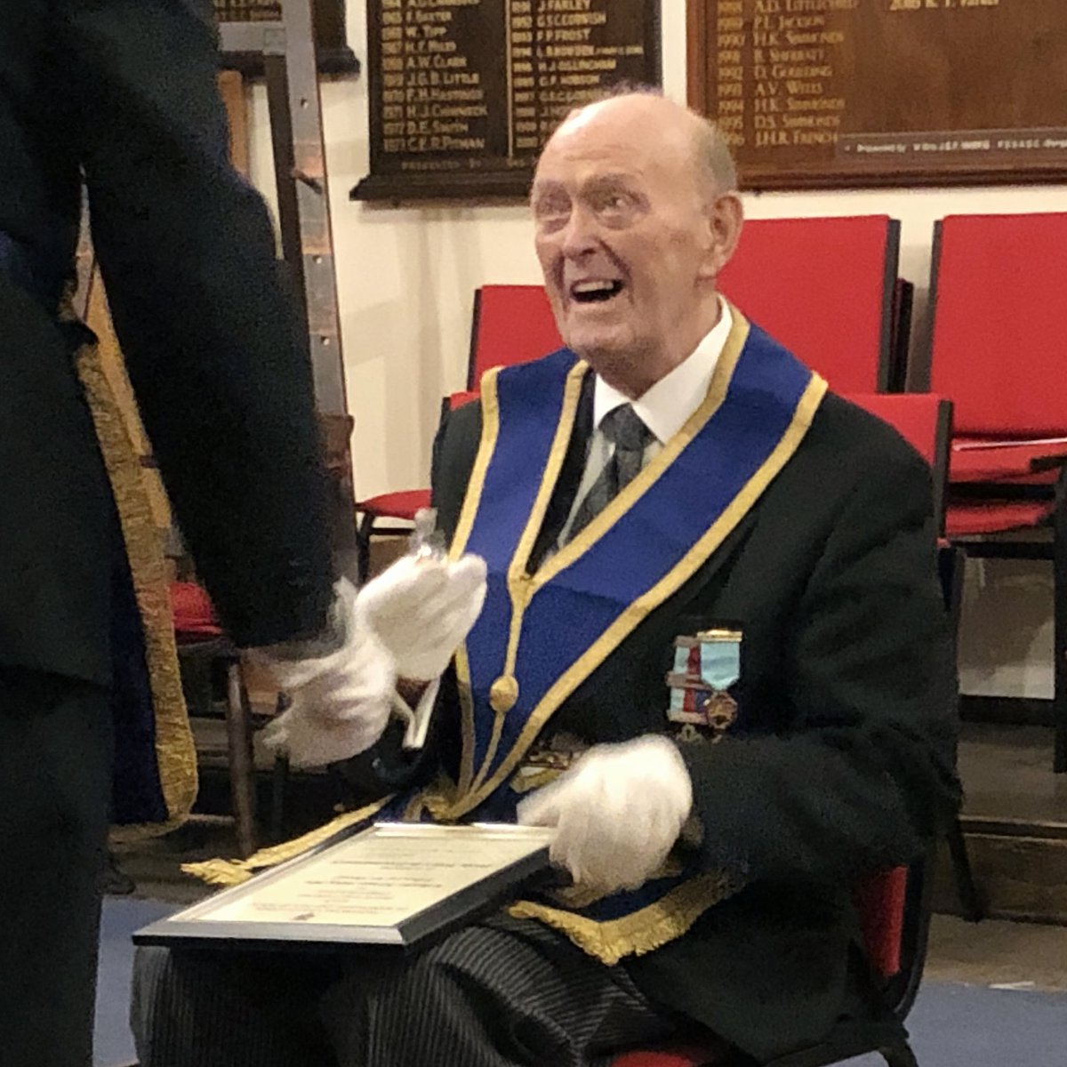 Congratulations to our wonderful friend, Brother &amp; organist Norman Blow who was presented this week with the Province’s First 40 Years Award! Great to see you back in the Lodge, thank you &amp; congratulations again Norman!

#freemasonry #masonic #masonry
