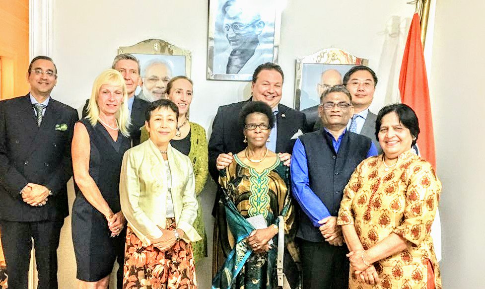 India_in_Malawi's tweet photo. Honoured to bid farewell to HE Maher El Adawy Ambasssdor of Arab Republic of Egypt and Dean of Diplomatic Corps @mahereladawy. Thanks to HoM Germany, Japan, UK, South Africa and China for sparing time to be at India House. #IndiaforAfrica @MalawiGovt @EgyptInMalawi @ForeignMalawi https://t.co/Mjx7SWqAGm