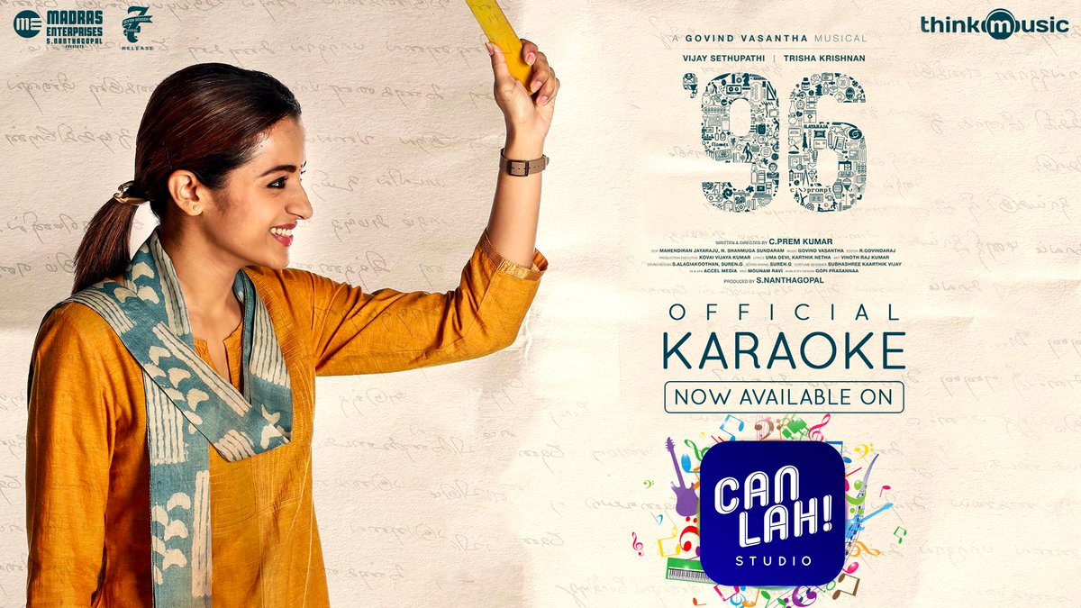 CanLahStudio's tweet photo. Sing your favorite songs from #96TheMovie on Canlah! Studio App.

Download now ➤ https://t.co/W3jc81d1jf

A @govind_vasantha Musical

@VijaySethuOffl @trishtrashers @Chinmayi @7screenstudio @MadrasEnterpriz @thinkmusicindia #96TheMovieFromOct4th @Premkumar1710 https://t.co/LGRVQ6AVgy