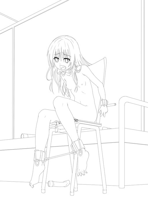 結城美柑その6の線画 ビショビショになったシーツを洗濯してる間ローターのみの軽めな感じで休憩? 少々修正するから塗りは明日以降かなぁ・・・ 