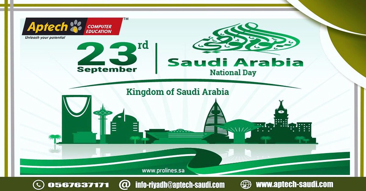 aptechsaudi's tweet photo. #APTECH wishes everyone in the kingdom a happy #SaudiNationalDay https://t.co/4Xw8Xa61CM
