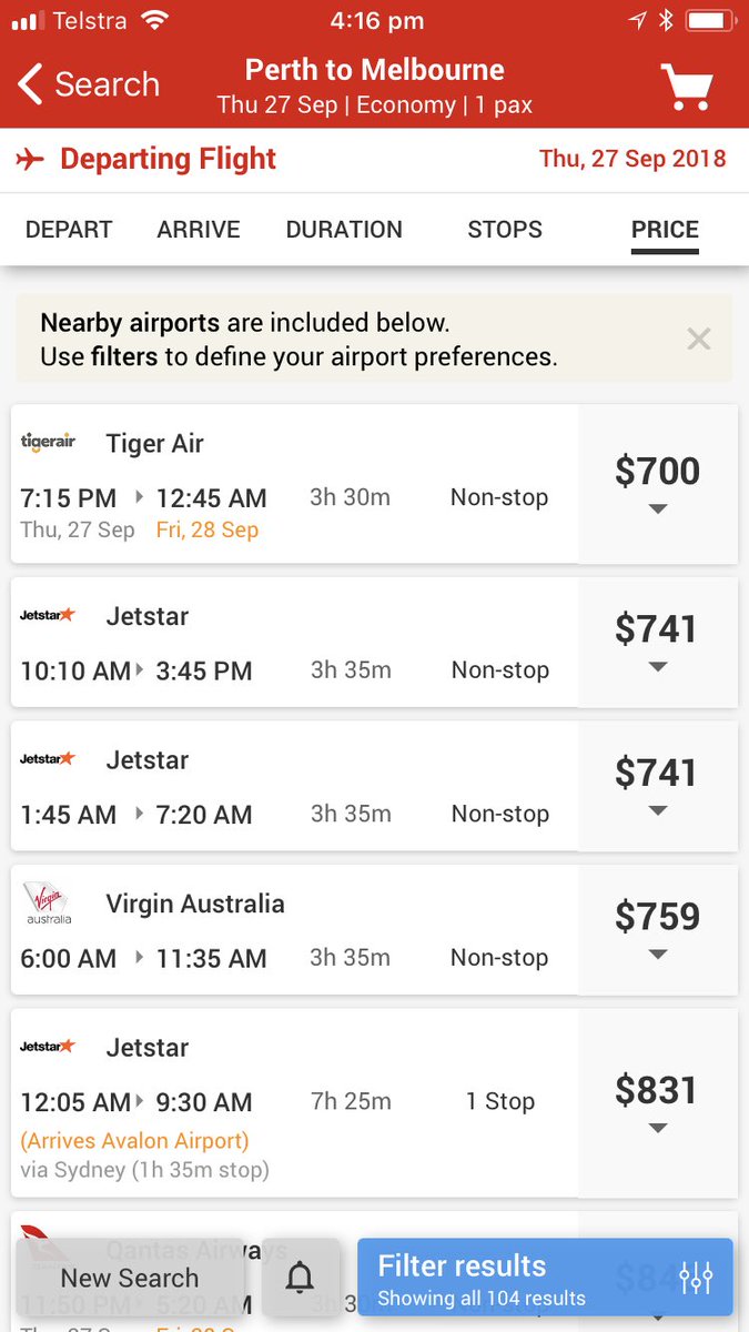 BenDavis74's tweet image. And it’s begun #annualGFRipoff
Cheapest flight Perth-Melbourne @WestCoastEagles fans is $700 one-way.... and that’s Thursday (Fri none avail) #AFLEaglesDees #notevenhalftime