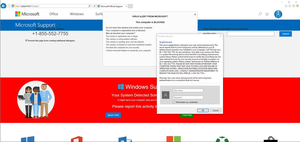 dms1899's tweet image. #techsupportscam at hxxp://asdjasd[.]bid hosted by yours truly, @Namecheap 

@nullcookies 
#ScamAlert #scam #scammers