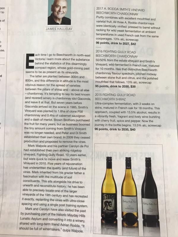 Nice little write up by Mr Halliday in todays Australian Weekend magazine. Thank you James.