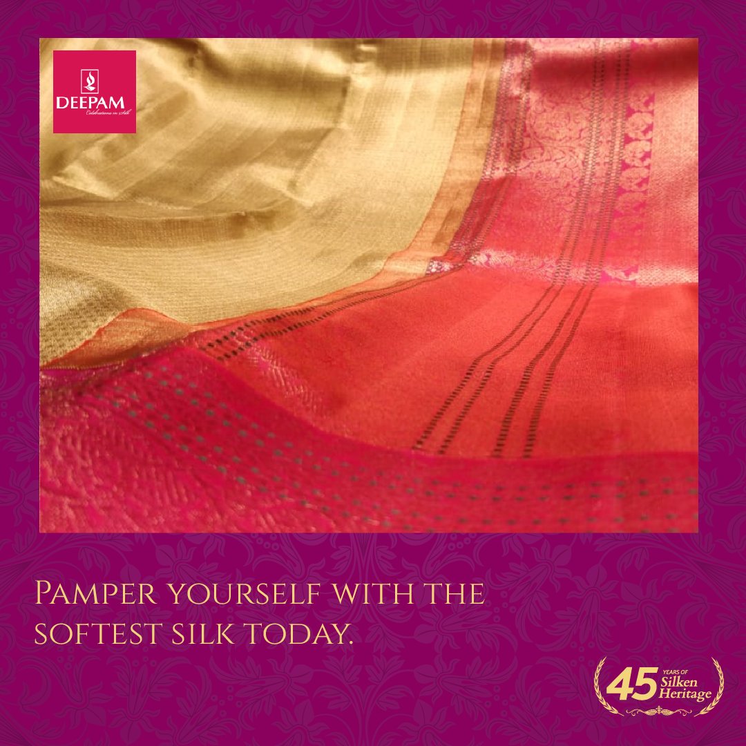 DeepamOfficial's tweet photo. We all know that Silk is a fabric that feels smooth and warm on the body.
But did you know Silk clothes last longer if preserved in the right manner?
It is also biodegradable &amp; it doesn’t cause much harm to our dear planet earth.
.
.
.
#DeepamSilks #Sarees #Lehengas #Bengaluru https://t.co/Za8NJY0n33