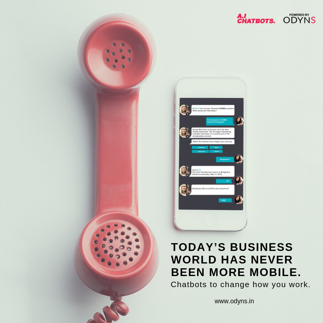 odyns_in's tweet photo. Chatbots to change how you work. A smart investment.😀As, today's business world as never been more mobile. Re-invent your business with ODYNS.🙂

#chatbot #technology #marketing #business #startups #ArtificialIntelligence # https://t.co/PGejaIAxTZ