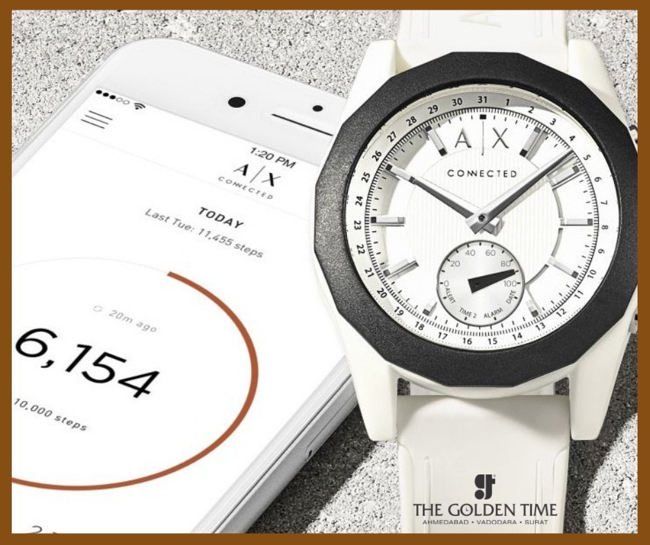 Together with the A|X Connected smartphone app,
these smartwatches may look like your basic watch,
buButhey certainly don’t act like it..... #armaniwatch #smartwatch #hybridwatch #thegoldentime #AXConnected #AXsunglasses #AXchange #gujju #hybridwatch #follow @thegoldentimeindia