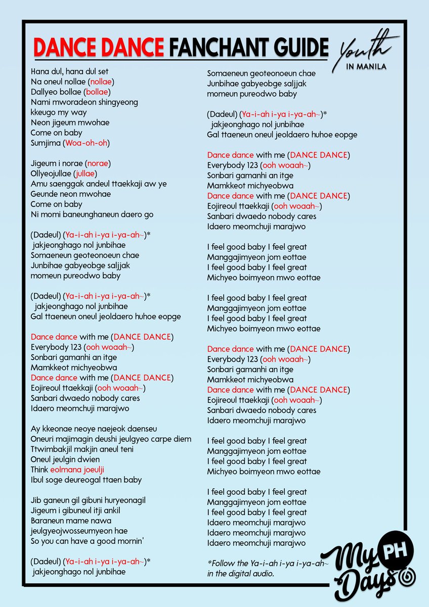 MyDays PH on Twitter: "14 Days to go before #DAY6inManila! Get those vocal cords ready and memorize the fanchants with these guides.